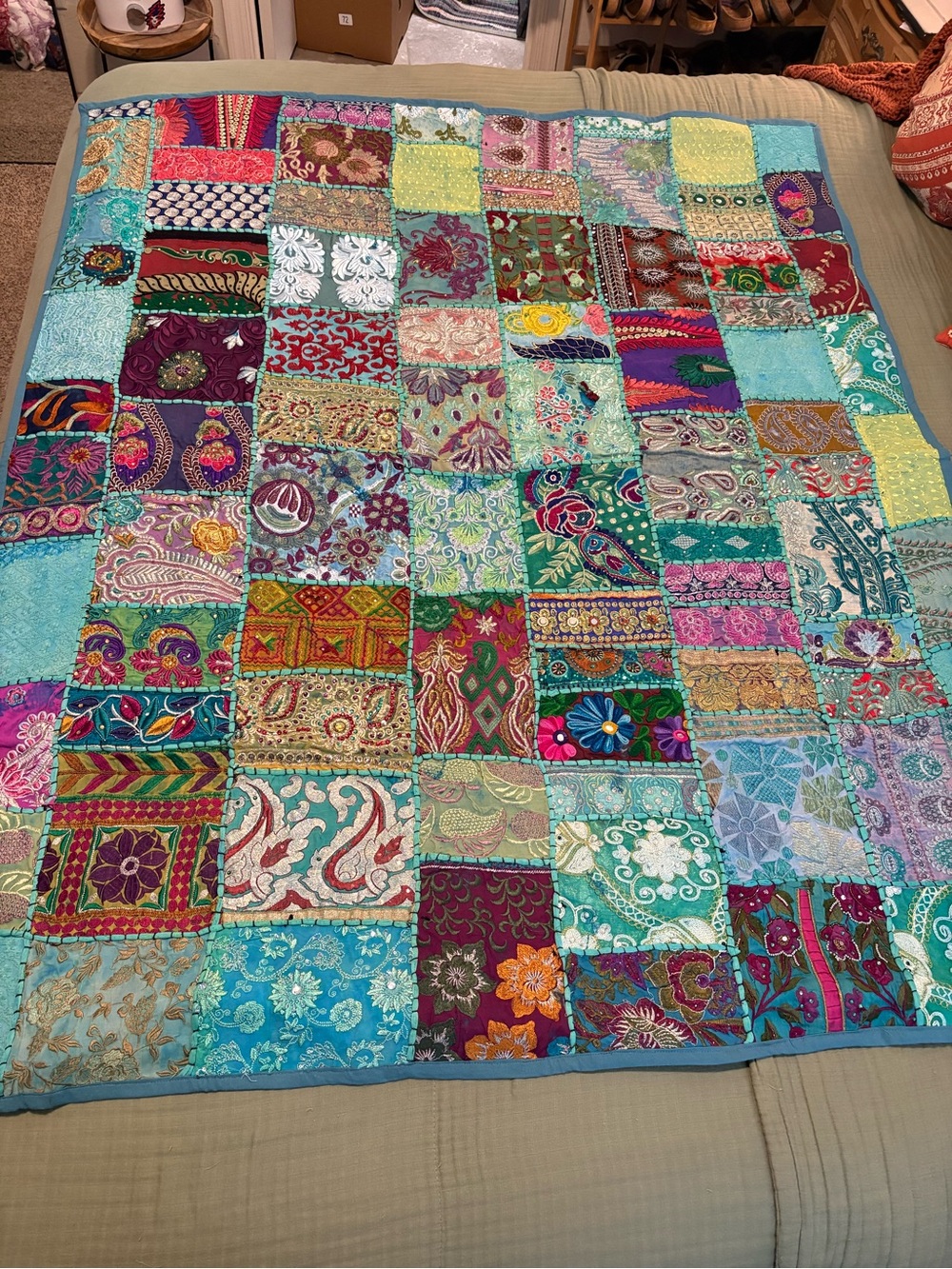 Hand Beaded Patchwork Wall Hanging 48x58 New without Tags 49x59